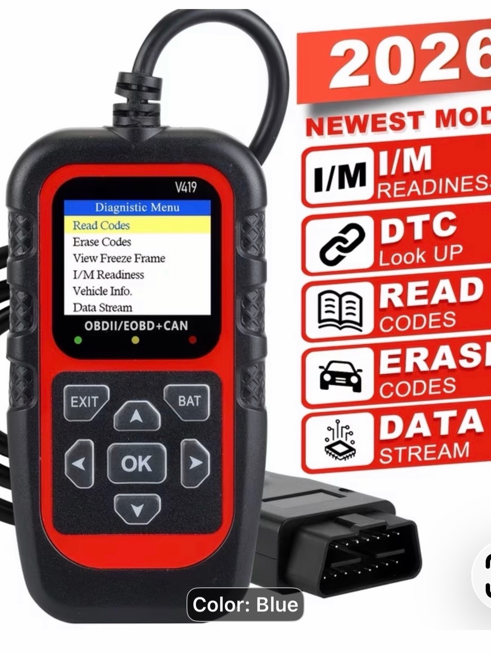 Brand NEW V419 OBDII Code Reader Scanner - Red and Black
